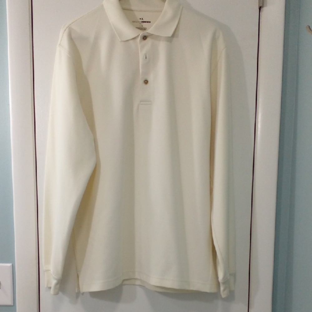 Grand Slam Golf Men's Ivory Long Sleeve Polo